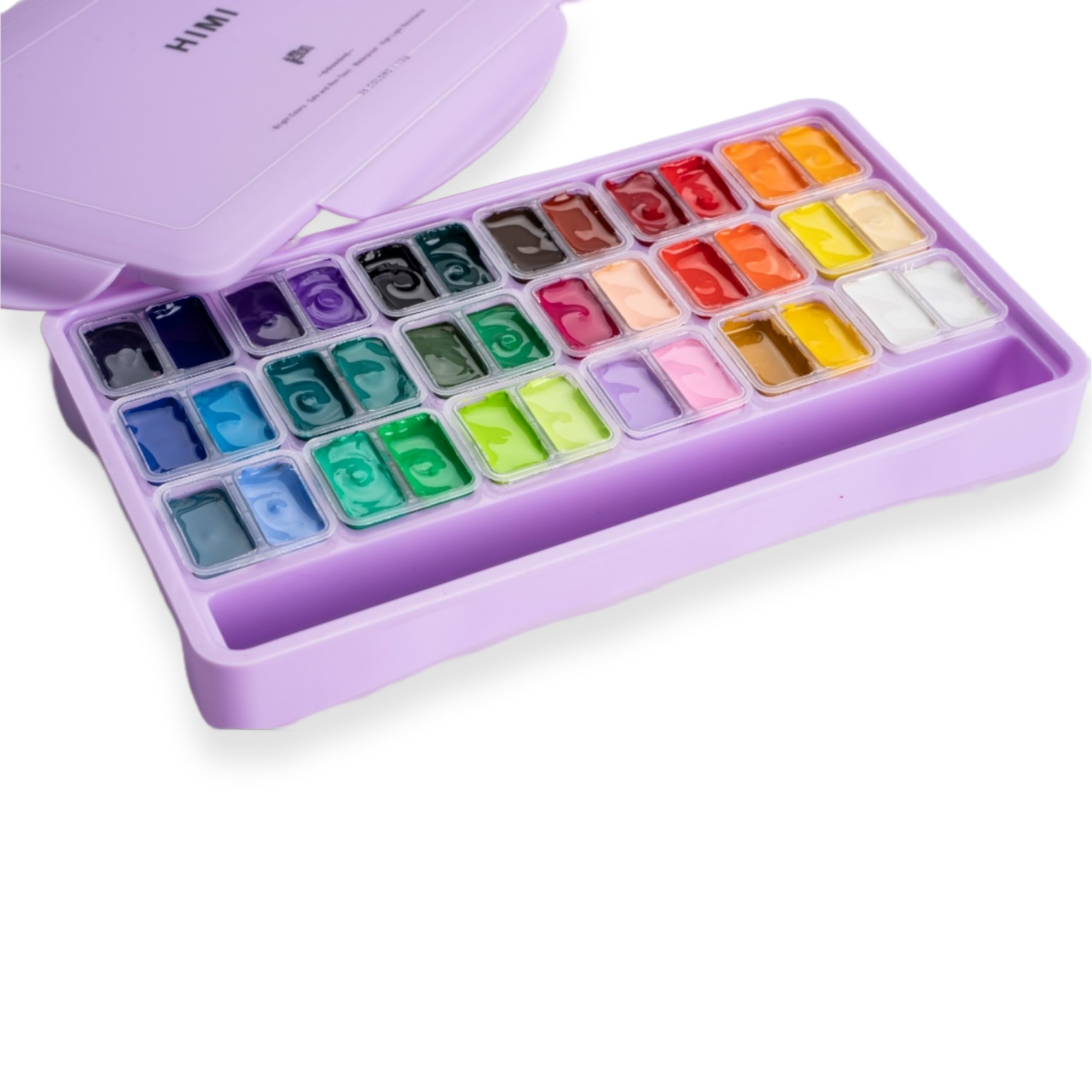 THOOVI - HIMI - Gouache Paint - Twin Cups - 36 Colours - 12g Jelly Cups - Non Toxic Paint for Paper - Canvas and Professionals, Multicolour (Purple Case) 2