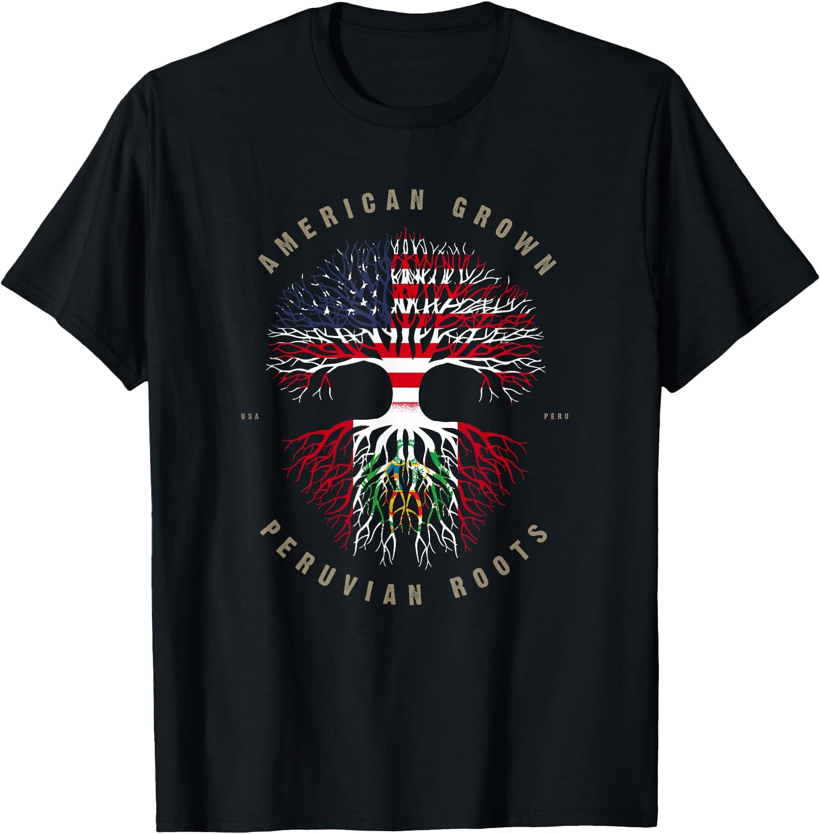 American Grown Peruvian Roots Peru Flag T-Shirt