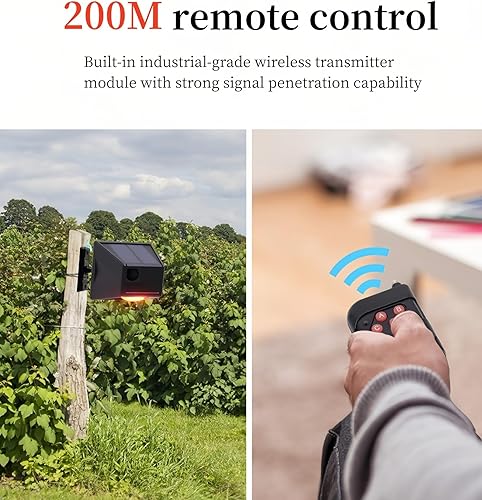 Miniatura 5 de Lancoon Detector de sensor de movimiento al aire libre con alarma solar IP65 resistente al agua 129db alta sirena lámpara estroboscópica con control