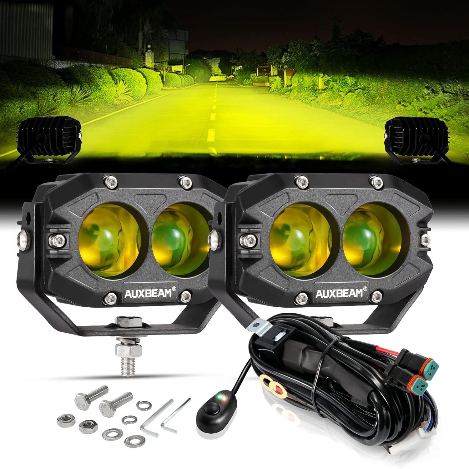 SKYWORLD Led werklamp 12V 24V, 2 stuks 3 inch 42W led spotlicht offroad rijdende lichten led mistlamp werklicht waterdicht werk licht bars voor 4x4 Auto tractor Vrachtwagen SUV ATV Boot