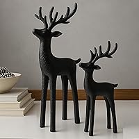 Vista 9 de 2 piezas de decoración moderna de Navidad Decoración neutral de renos de Navidad Estatuas de venado de resina Figuras de venado Estatuas de alce