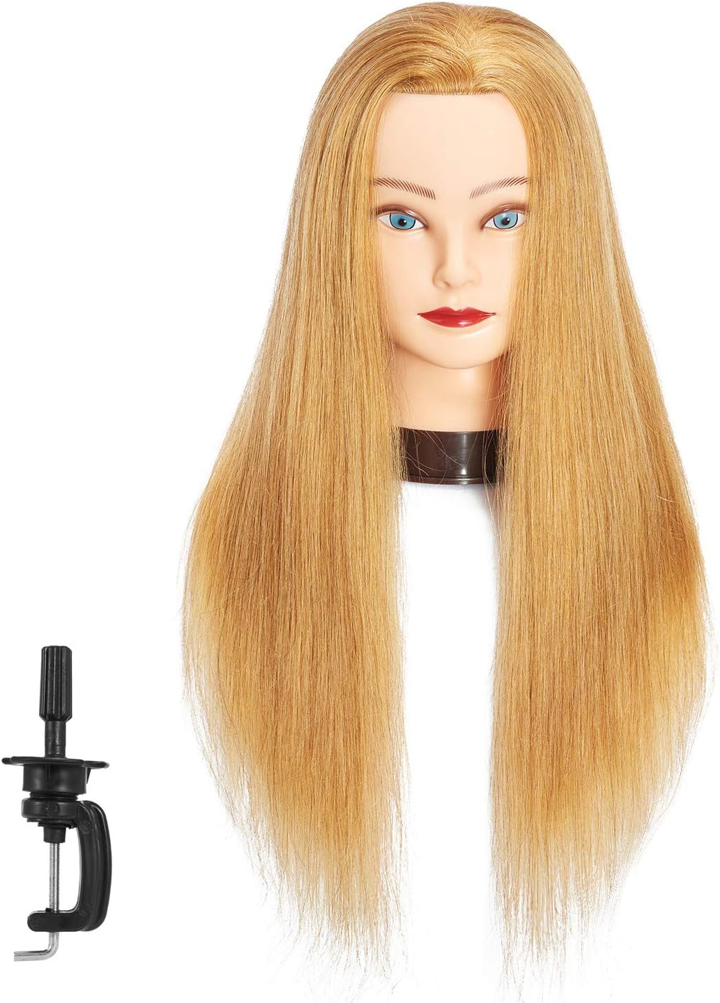 Traininghead 24"-26" 100% Human hair Mannequin head Training Head Cosmetology Manikin Head Doll Head with free Clamp (Blond A)