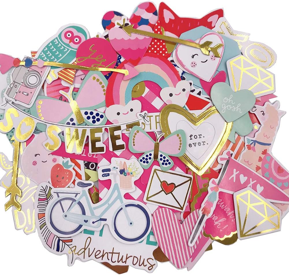 Scrapbook Stickers80pcs Cardstock Stickers Love Stickers Decorative Masking Stickers for Personalize Laptop Scrapbook Daily Planner and Crafts