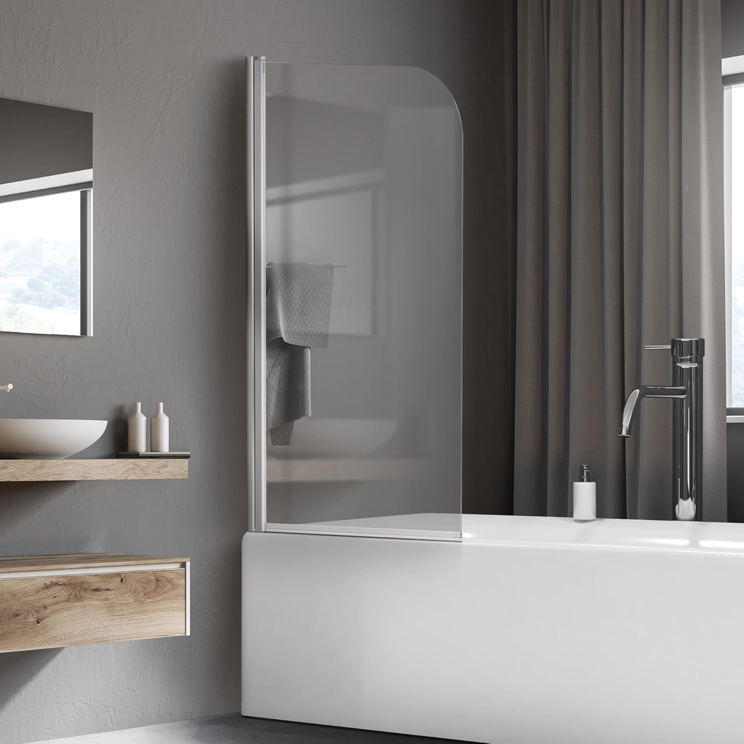 Glass Bathtub Shower Doors, 30 *55 Inch HType Pivot Bathtub Door