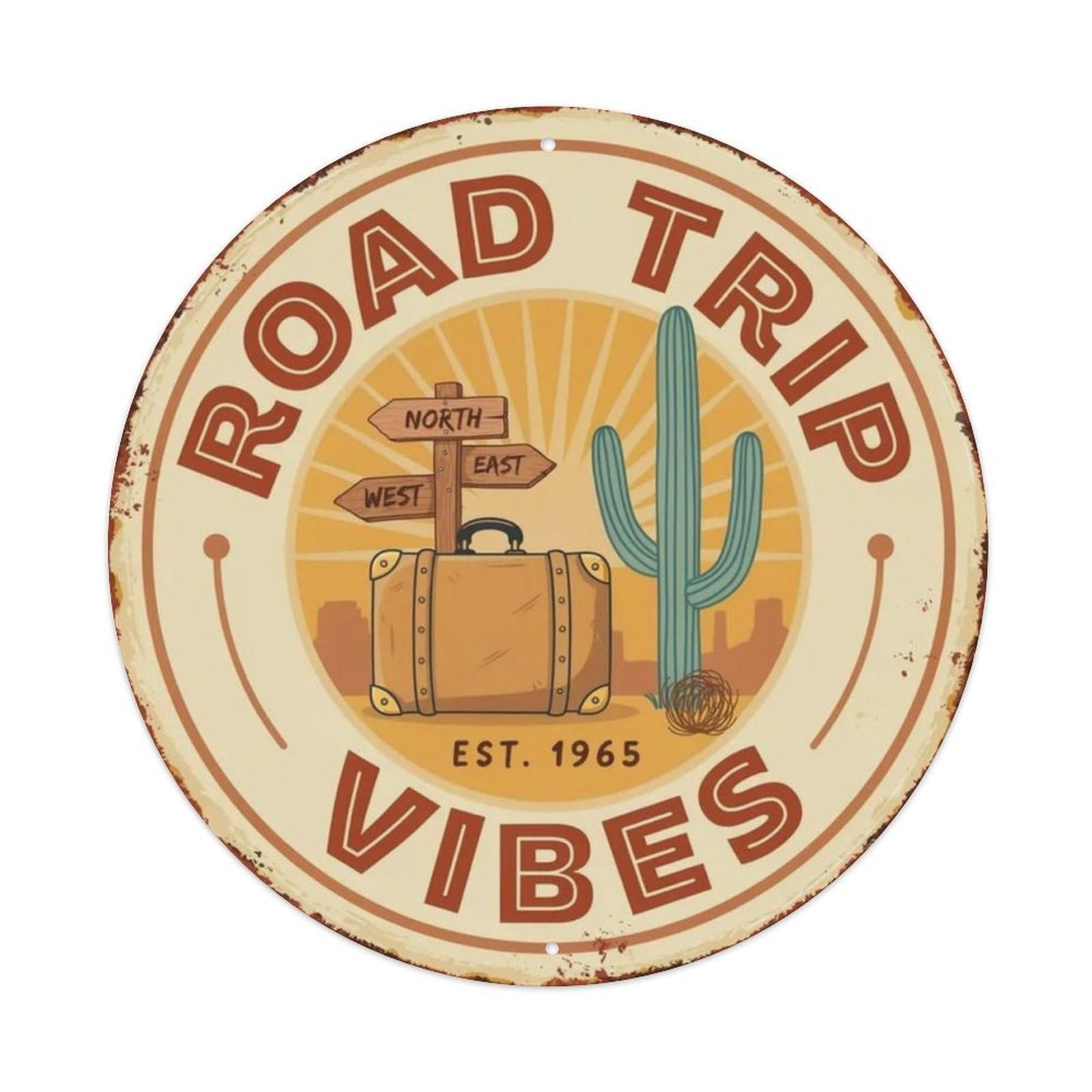 Road Trip Vibes Motel Metal Tin Sign Plaque