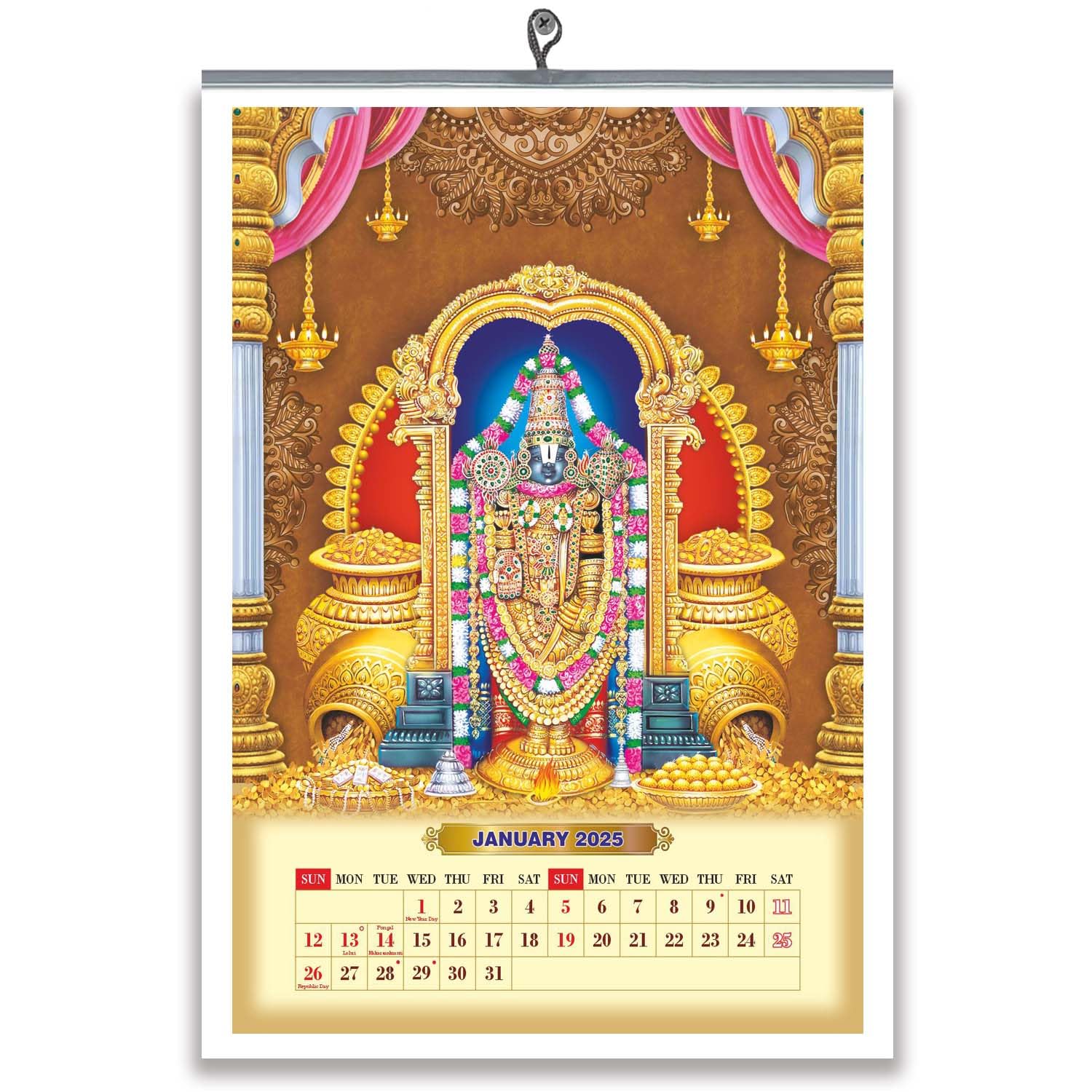 Vivid Print 854 God Balaji Calendar 14x20 vivid-print-854-god-balaji-calendar-14x20-english-12-sheets-monthly-hindu-god-calendar-2025-amazon-in-office-products
