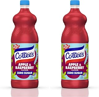 Cottee's Cordial Apple Raspberry Flavoured Zero Sugar Fruit Juice Bottle, 1 Liter (Pack of 2)