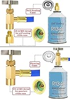 Vista 4 de Manguera de recarga de freón para refrigerador con kit de medidor-A/C R134a R12 R22, válvula de retrofit universal, con válvula BPV31 Bullet
