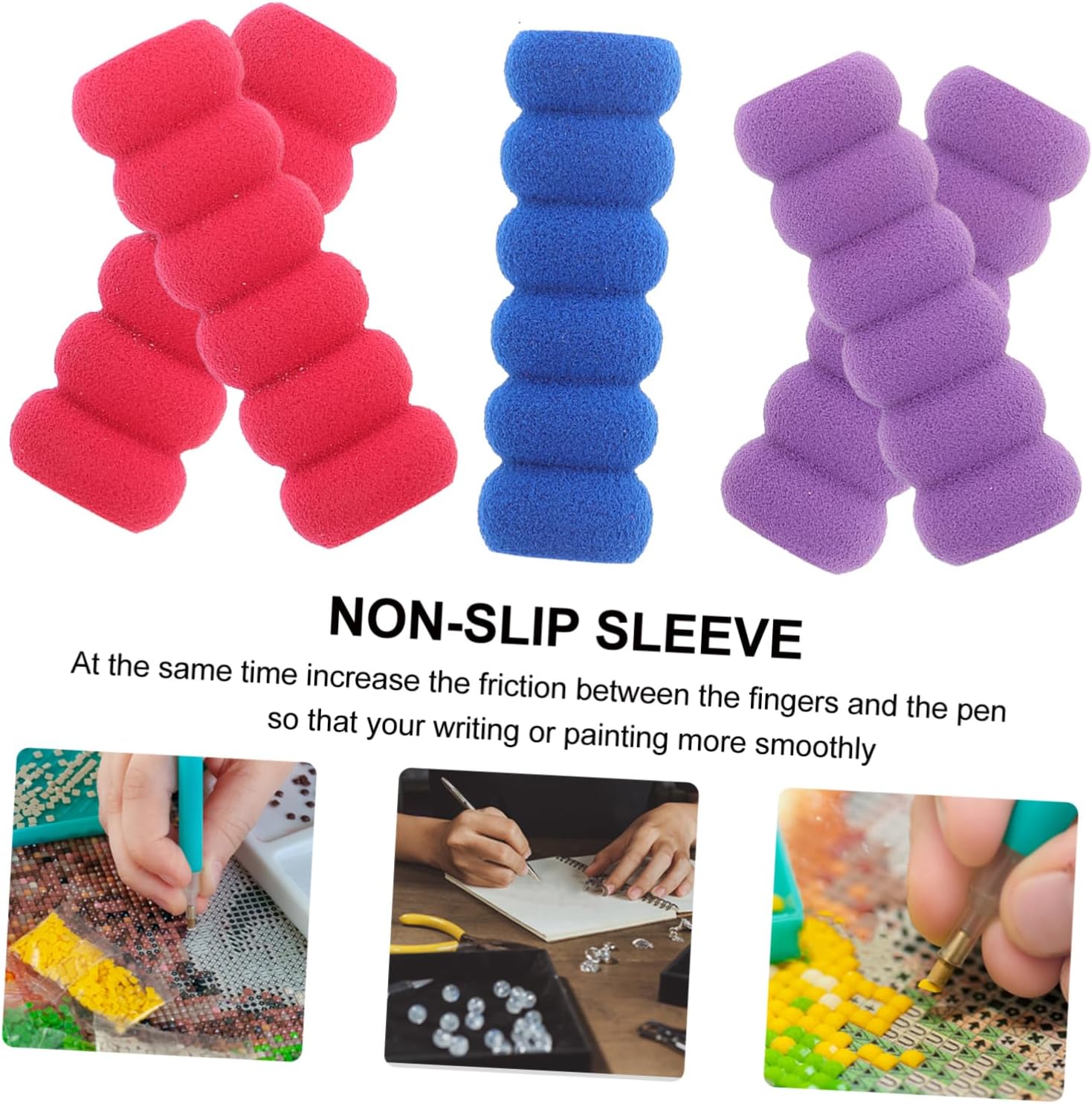IWOWHERO 10pcs Non-Slip Pen Sleeves Ergonomic Writing Aid Grips for Diamond Drill Pens Ballpoint and More Assorted Colors Comfortable Covers for Enhanced Control