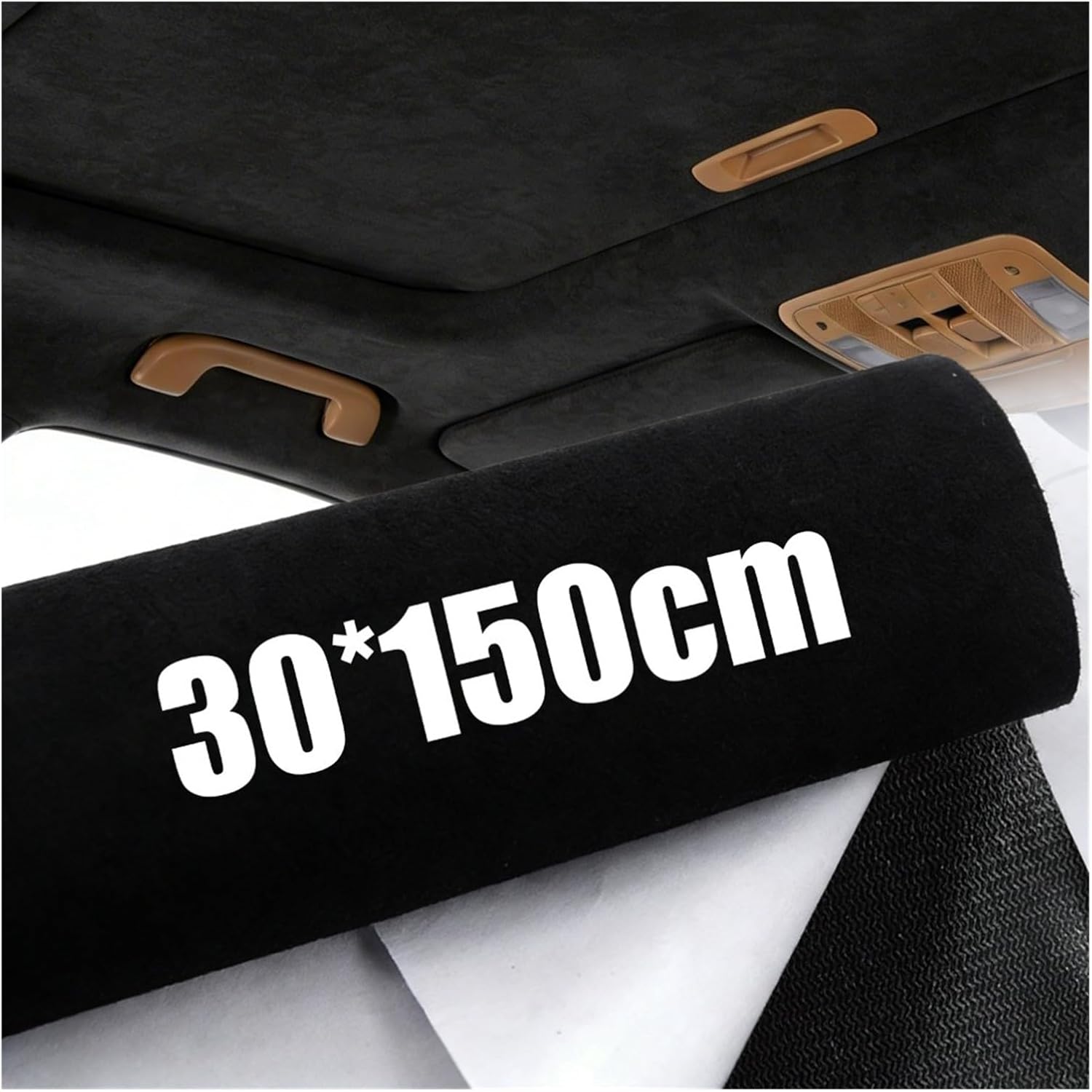Black Fabric Adhesive Backed Headliner Car Repair Material for Dashboard Door Car Interior(30x20cm Black-3PCS)