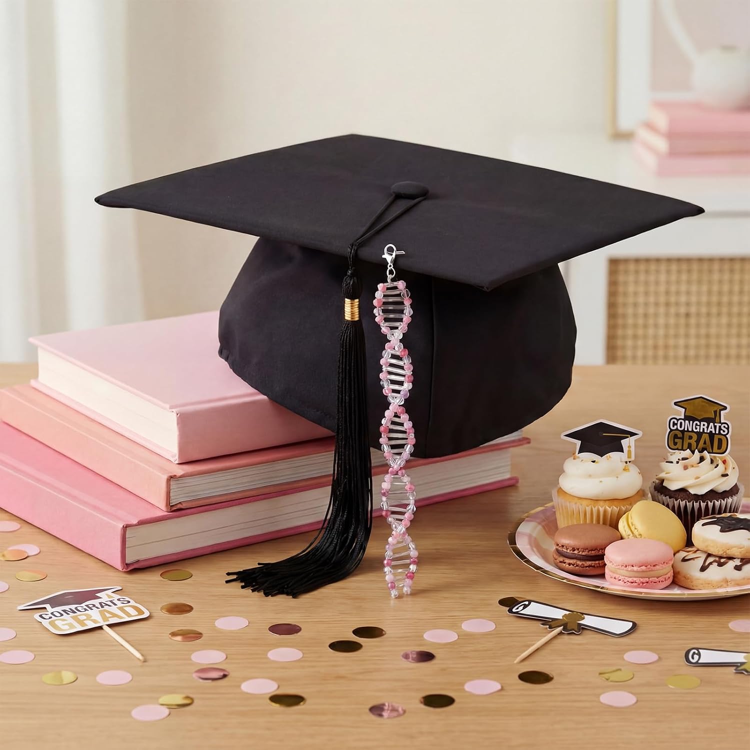 Amyhill 4 Pcs DNA Charm for Grad Cap Tassel DNA Helix Strand Piece for Gown & Hood 2026 Graduation Cap Decor for Biology Forensic Science Genetics Biochemistry Micro Bio Degree