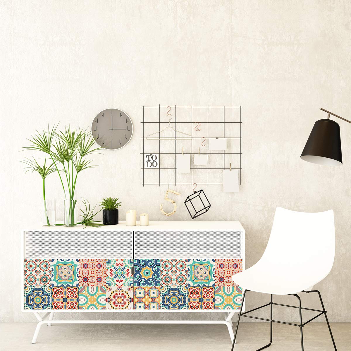 Ambiance Sticker Adesivi Murali per Mobili da Tavola, Adesivi Decorativi per Camere da Letto e Armadi Célistino - 24 Piastrelle Adesive 10 x 10 cm
