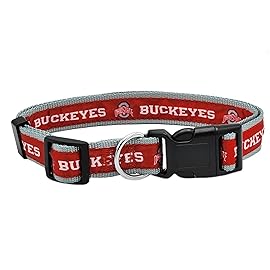 Pets First Collegiate PET Collar New Version Ohio State Buckeyes Dog Collar, Size Large. Best Sports Team Color for Dogs & Cats. A Shiny & Colorful Dog & Cat Collar Licensed by The NCAA