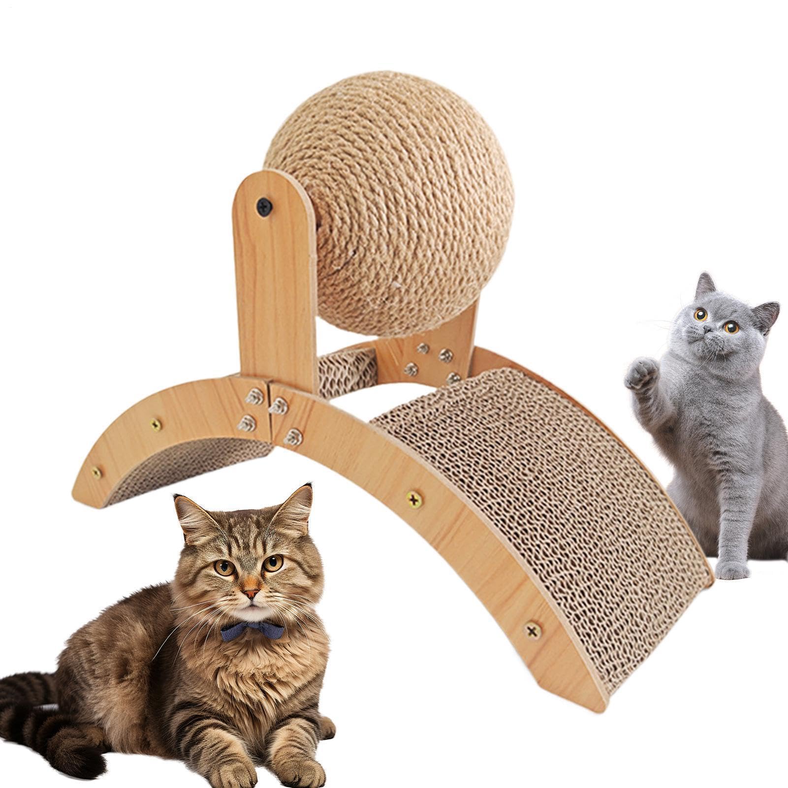 Rascador para gatos contra el aburrimiento con bola de sisal de casa