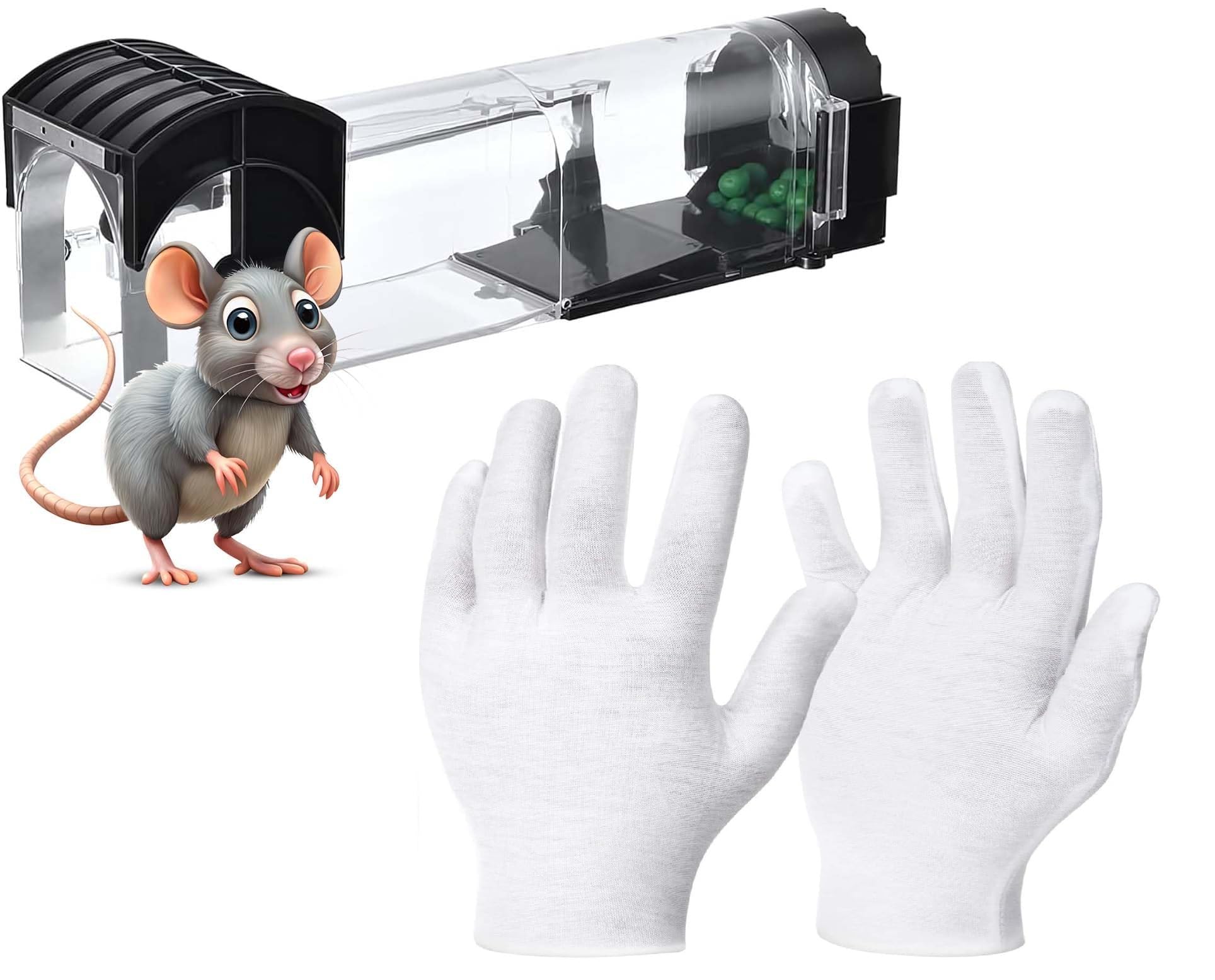 Rat Trap Cage for House Garden Patio - 32 cm Humane Reusable Cotton Gloves with Rat Catcher Trap for Home, Garden, No Kill Enlarged Rodent Trap for Mice, Pets, Rodents (Pack of 1-image-8