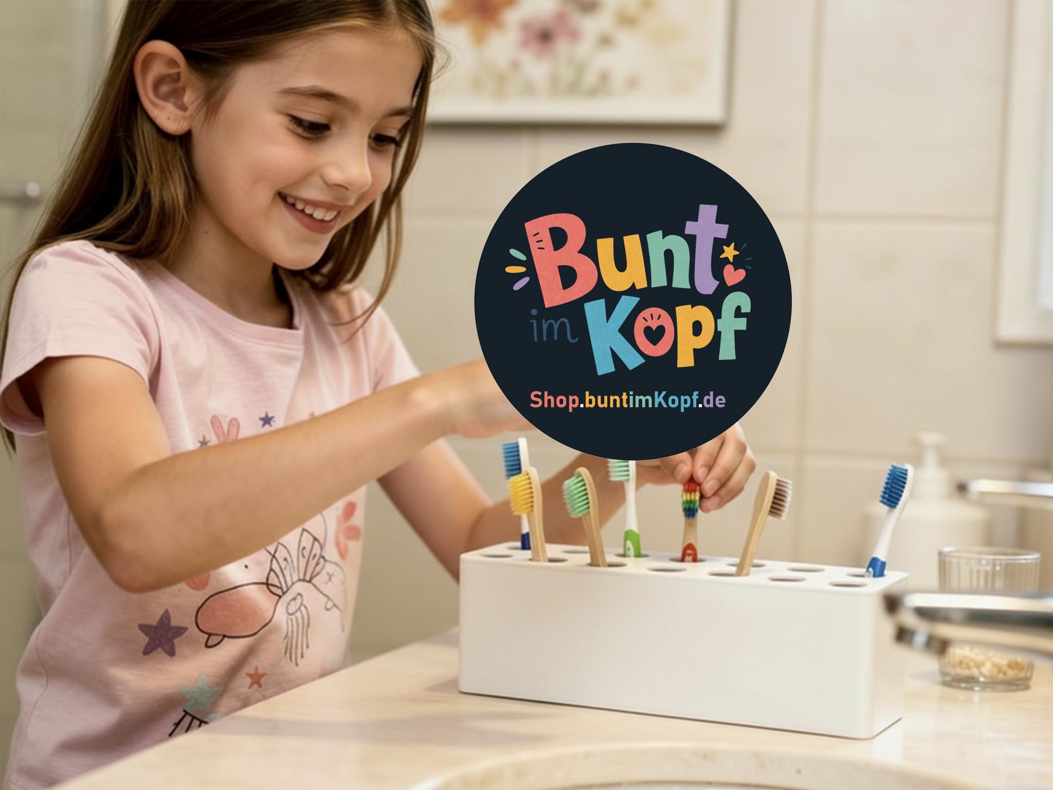Zahnbürstenbox/Zahnbürstenständer (16er) für Kinder – Kinder-Zahnbürstenhalter für Kita, Kindergarten, Gruppenraum und Bad.
