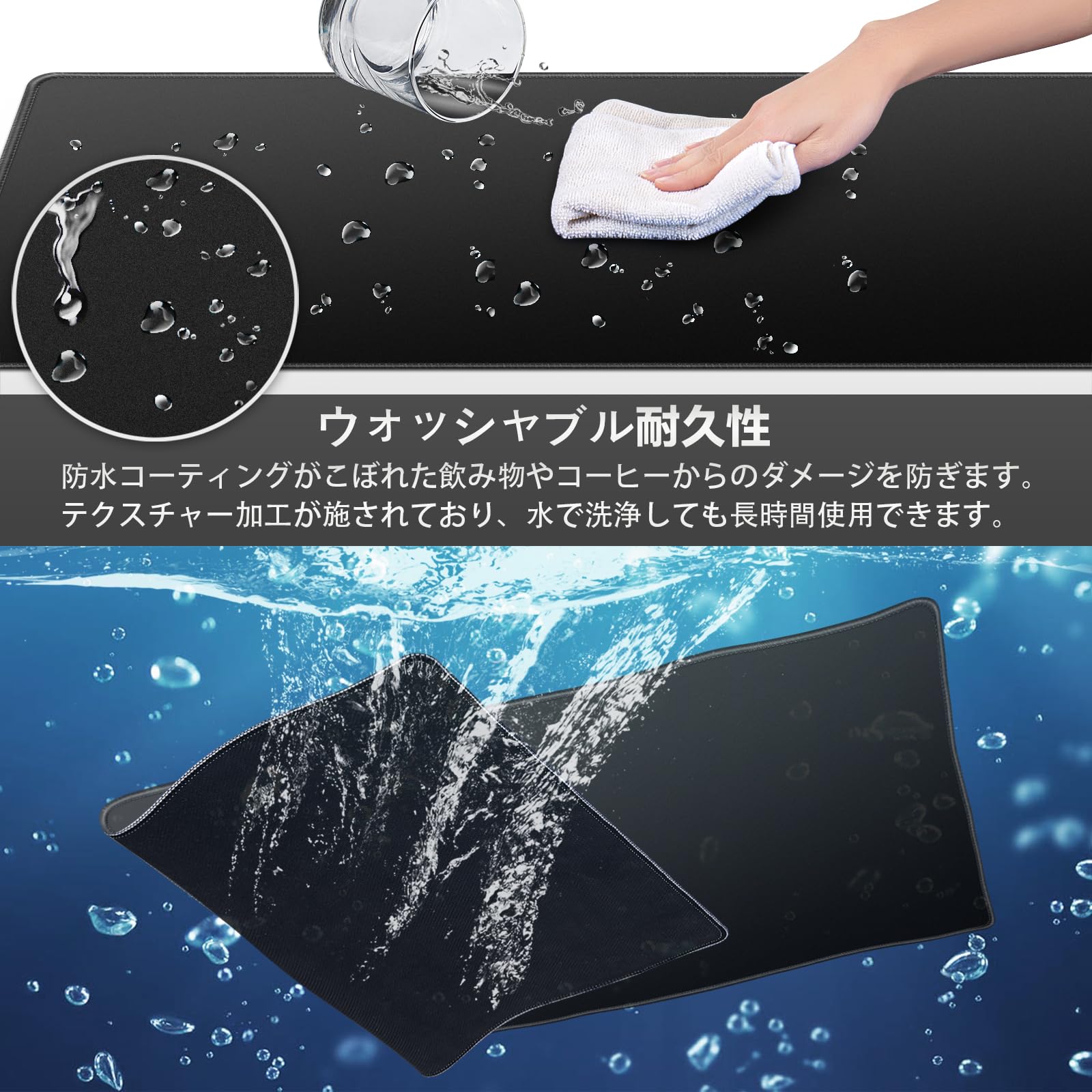 Tappetino per mouse da gioco, 80 x 30 cm, tappetino per tastiera, antiscivolo, impermeabile, durevole, antimacchia, superficie ad alta precisione, compatibile