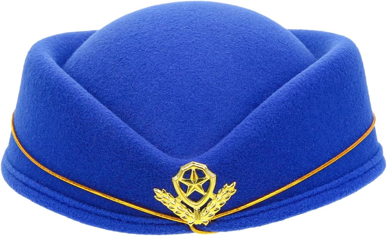 Airline Attendant Hat Woolen Beret Cap Cosplay Stewardess Uniform Cap for Women