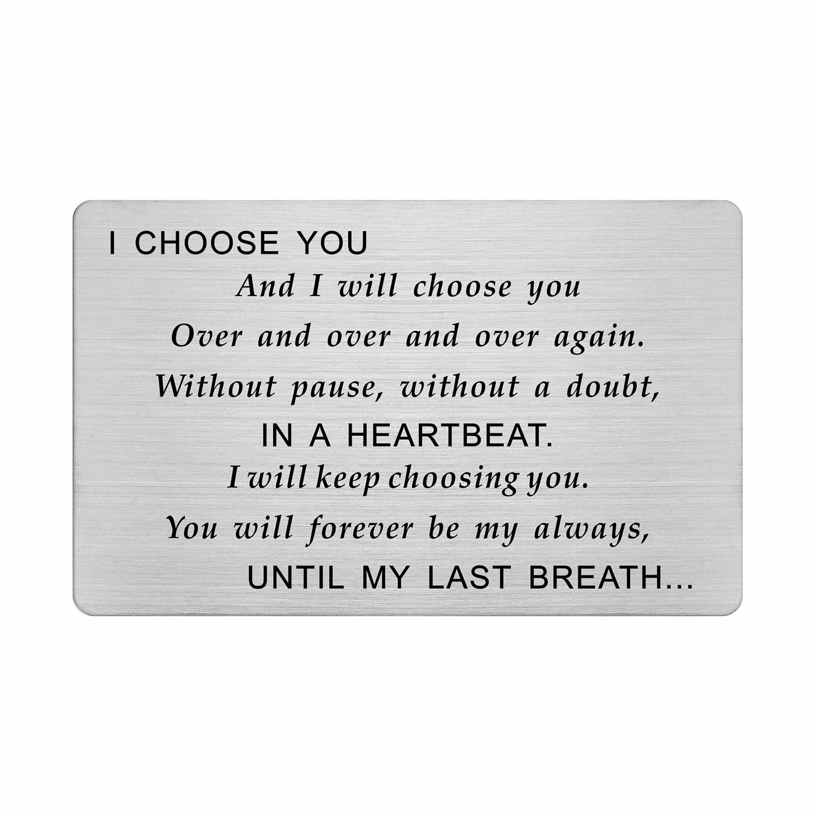 FALOGII Choose You Card, Romantic Love Gifts for Him Husband, Groom Gifts On Wedding Day, Fathers Day Card for Fiance, Engraved Wallet Card for Men