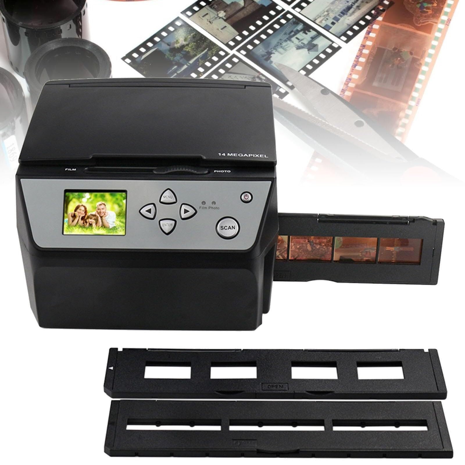 Film Slide Scanner, HD 22MP Film Scanner, 2.4 Inch LCD Screen Photo Scanner for Converting 135 Film, 35mm Slide, 110 Film, Photos