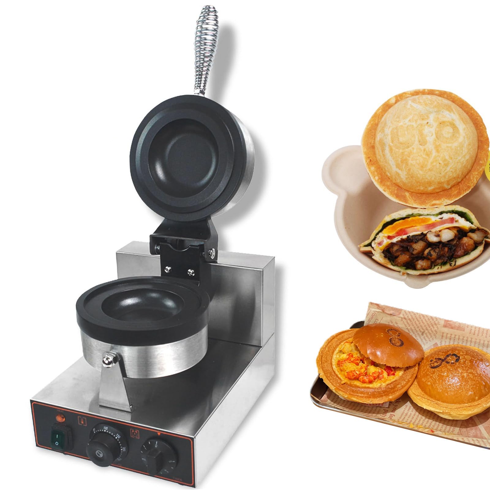 Disquera Pan Cubano Industrial Máquina UFO Hamburguesas eléctrica Prensa de Hamburguesas Comercial Máquina para paninis 50℃~300℃ para restaurantes/cafeterías Singleheadcapping
