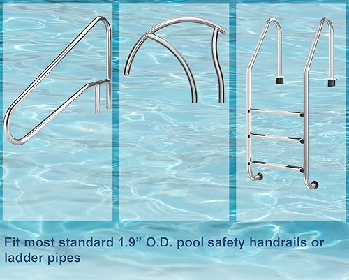 Miniatura 6 de EESC2Y 2 placas de escalera de piscina de 2 pulgadas, anillos de escalera de piscina para piscina enterrada y spa de 1.9 pulgadas, hecho de acero