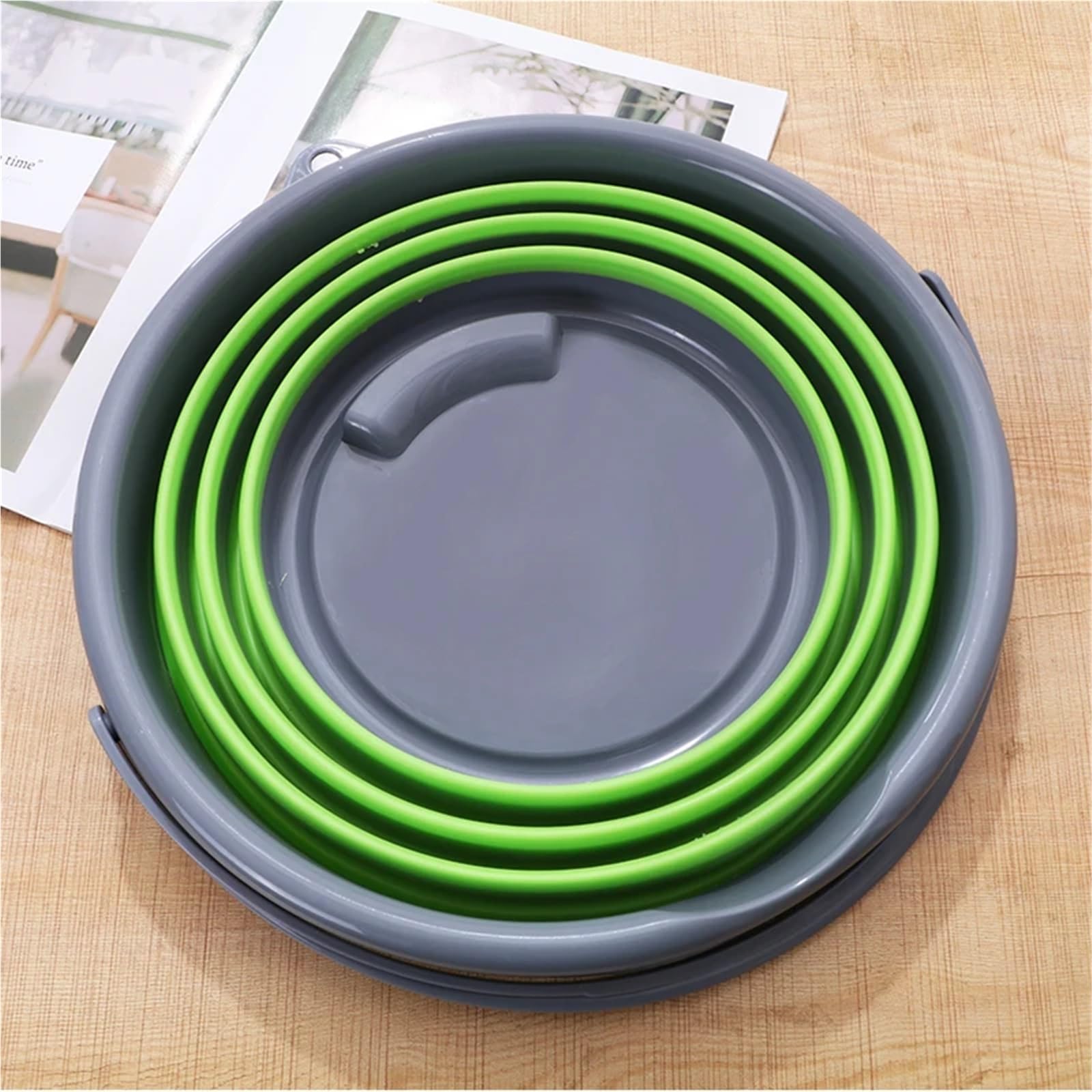 Secchio pieghevole in silicone da 2 pezzi 10 litri, grande capienza, salva spazio, secchio for auto campeggio, pesca, articoli cucina Per La Pesca Campeggio(Green)