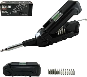 Kelvin Tools - Kelvin 17 Urban Screwdriver Set, All in One Everyday Multitool Screwdriver, Multi-Tip, Compact & Universal Precision, 13 Bit Set with Tape Measure, Liquid Level, Hammer and Flashlight