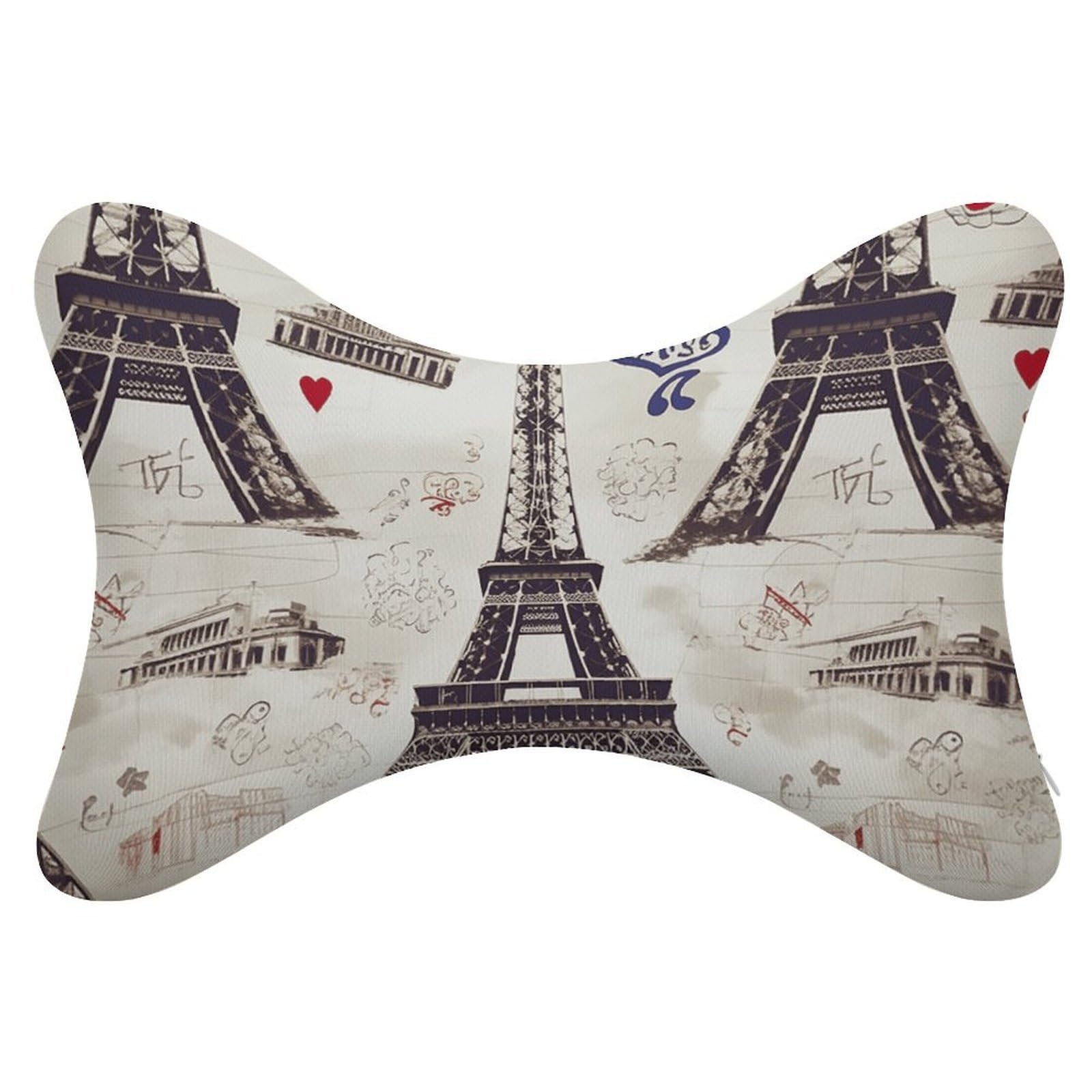 FekiLoot French Paris Tour Eiffel Tower Car Headrest Set of 2,Softness Memory Foam Car Neck Pillow with Breathable Removable Cover Car Neck Support Pillow Ergonomic for Driving, Office