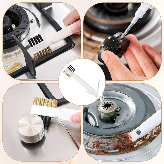 Cepillo de limpieza para cocina, 4 en 1, con cerdas de latón miniatura 6