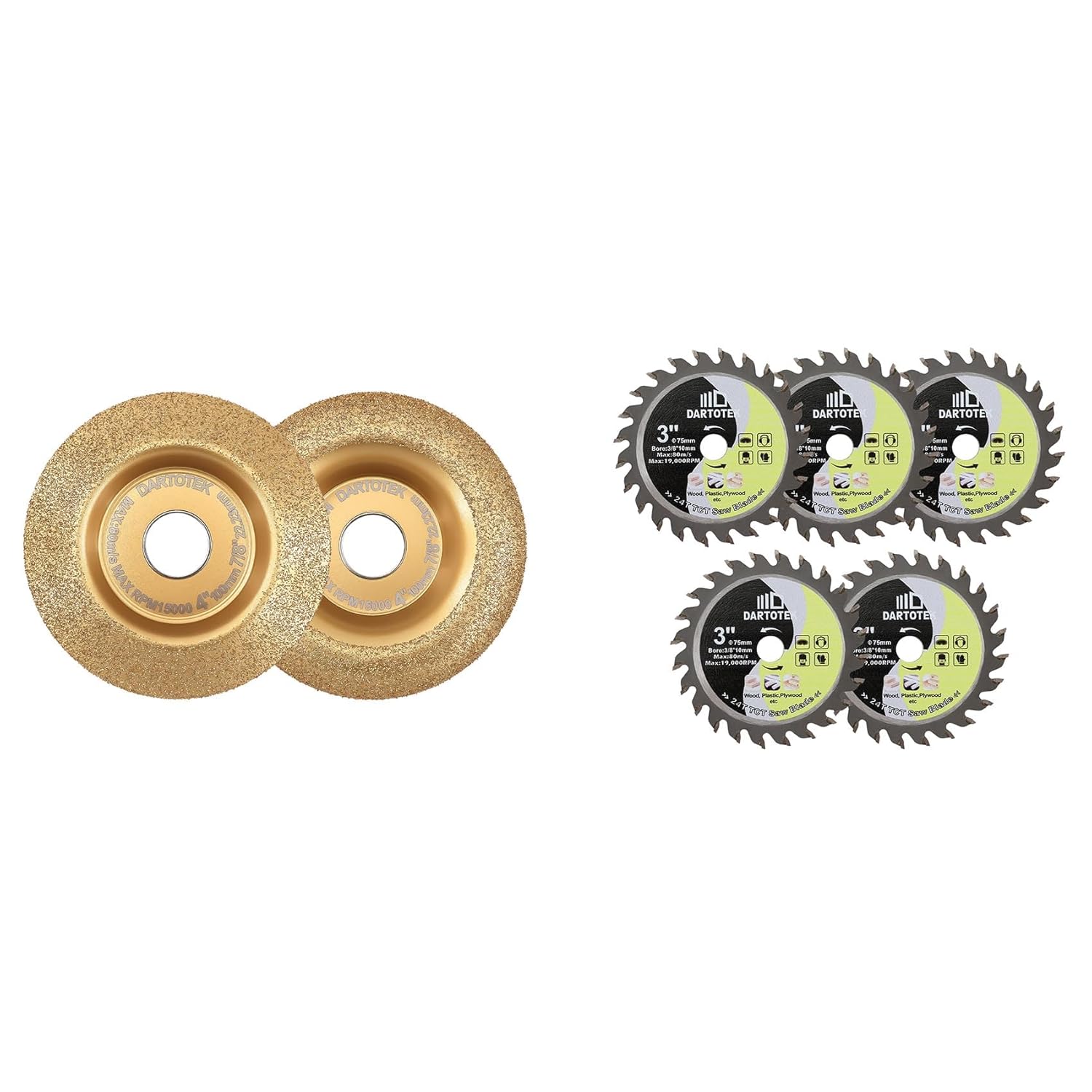 Wood Carving Grinding Disc and Product Image 3-Inch/75MM Carbide Wood Cutting Disc,DARTOTEK 24T TCT Circular Saw Blade with 3/8-Inch Arbor, General Purpose