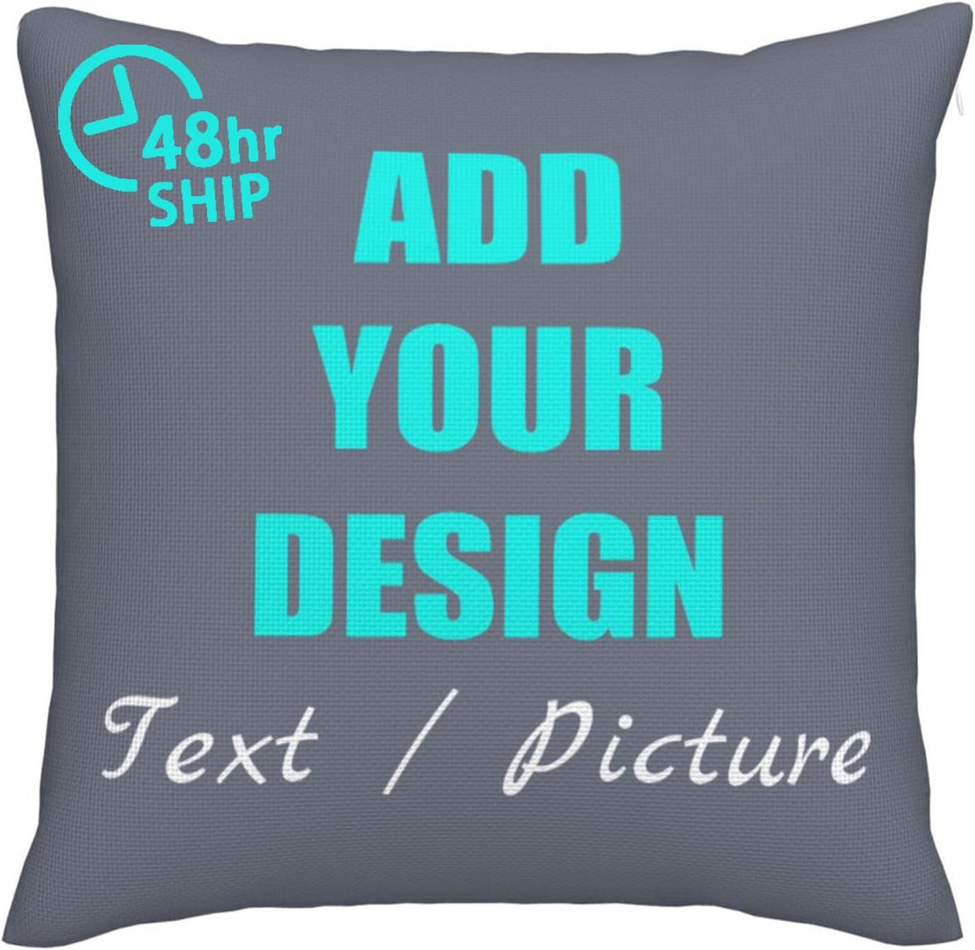 Custom Pillowcase Personalized Pillow Cover Customized Standard Square Throw Design with Picture Text Photo Gifts for Birthdays Anniversaries (Polyester), 18 x 18-Inch (Pillowcase1018-PR01)