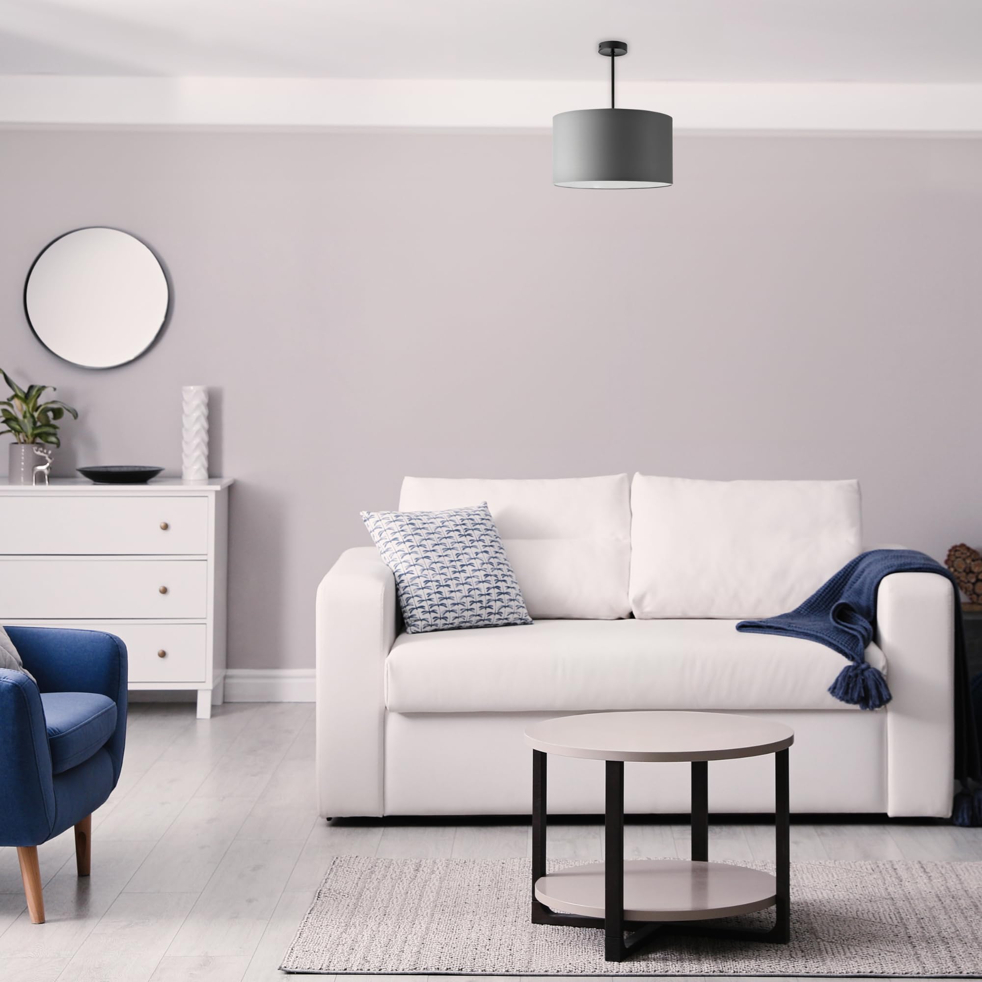 Lampara Colgante Corta con Rosca E27 de 60 W máx. Lámpara de Techo Ideal para Decoración de Interiores Estilo Moderno y Elegante (Bombilla no incluida) (Blanco)