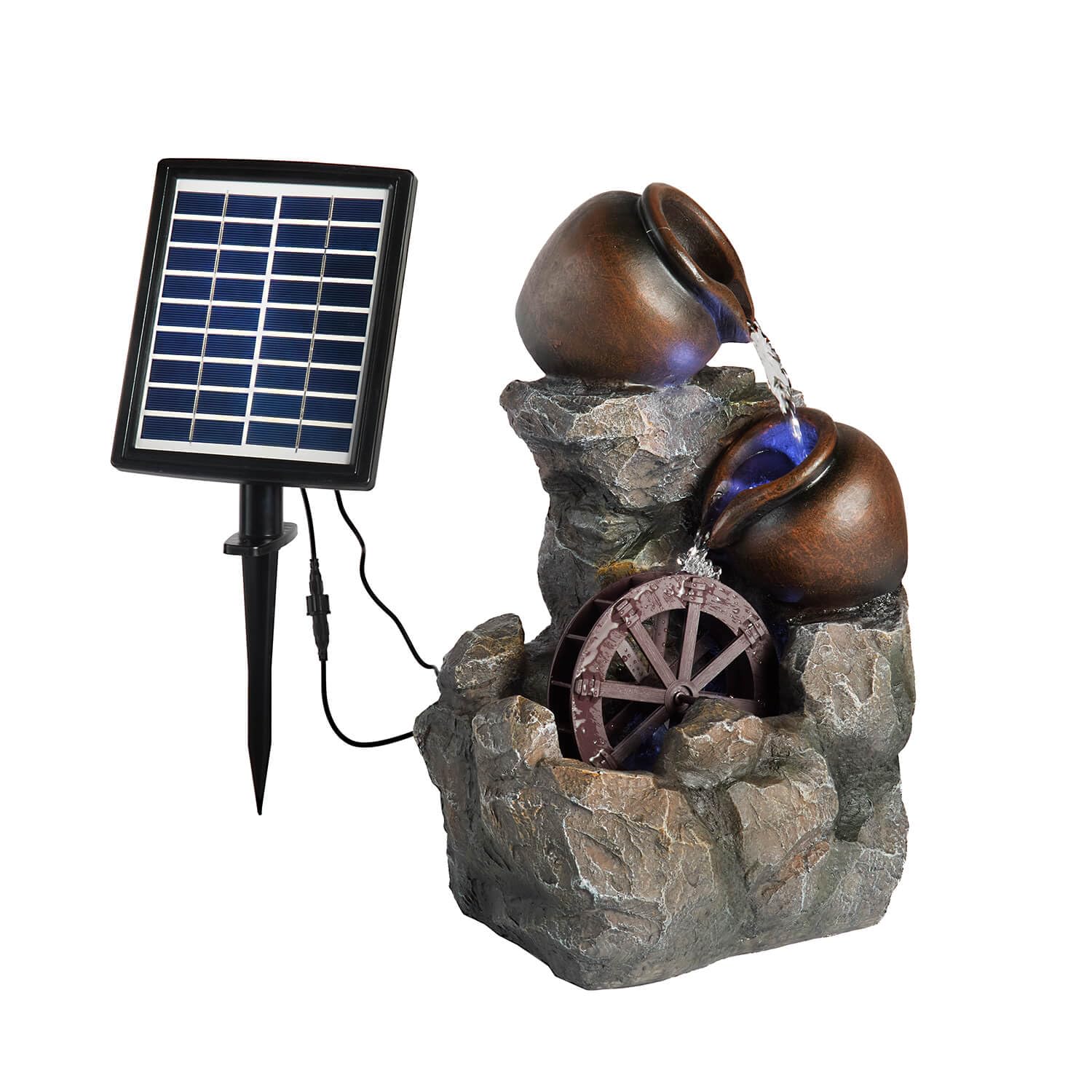Gainsborough Solar Water Feature with Wheel & LEDs - H41.5cm