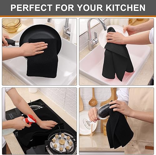 Miniatura 768 de Kitinjoy - Paños de cocina 100% algodón, paquete de 6 paños de cocina ultra suaves y absorbentes para secar platos, toallas de cocina de secado