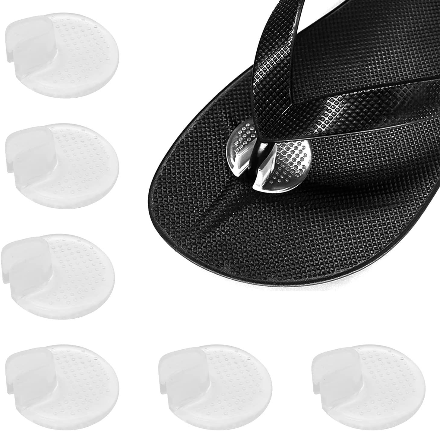 Silicone Thong Sandal Toe Protectors, 3 Pairs Clear Sandal Toes Seam Guard Pad FlipFlop Sandal