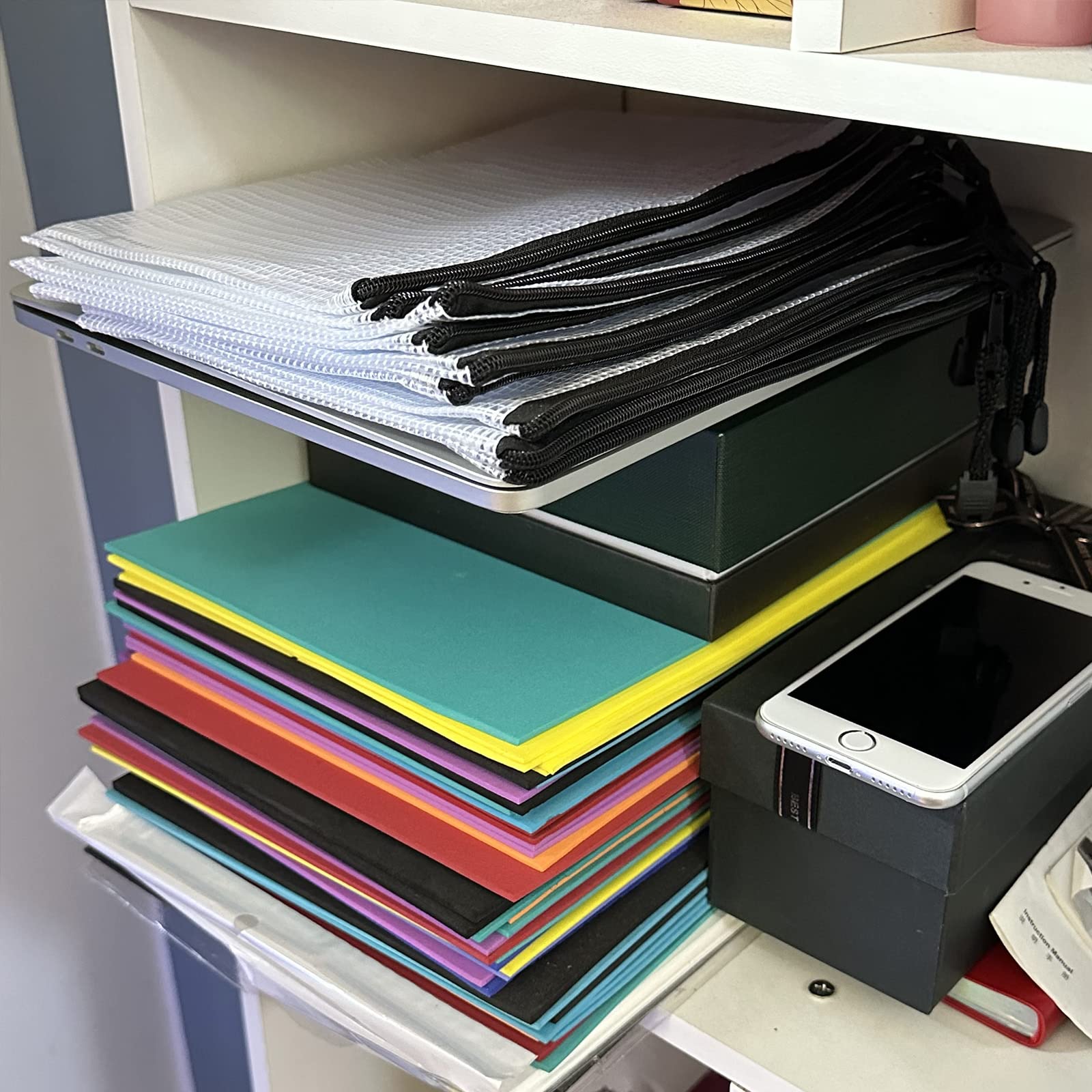 ASelected 40 Pezzi Buste con Zip A4, Cartelline Portadocumenti in Rete Trasparente con Cerniera Nera, Porta Documenti in PVC per Ufficio, Compiti, Ricevute e Archivio