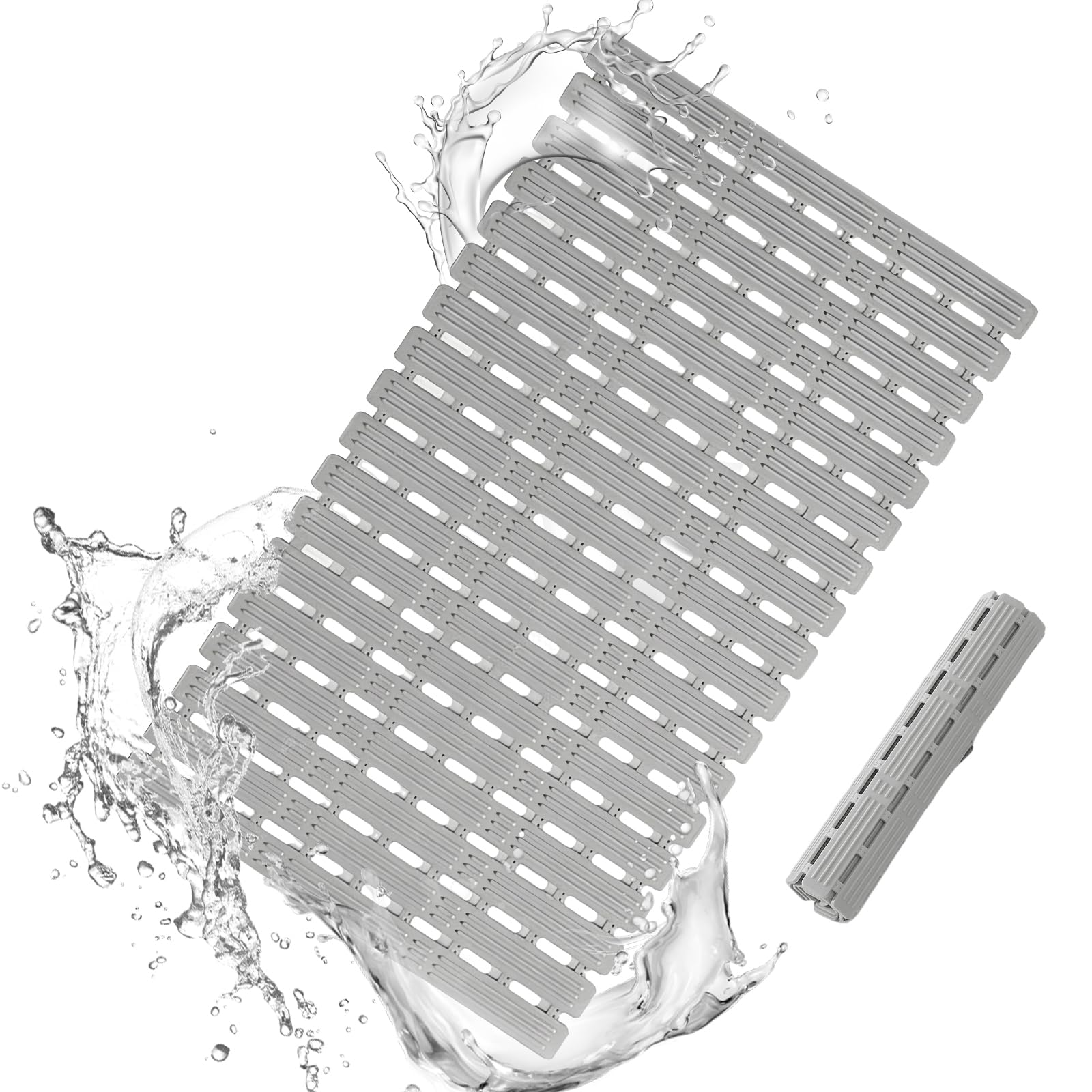 PuoWeo Bathtub Mat Non Slip for Bathroom with Suction Cups and Drain Holes 35.4 * 15.7 Shower Mat for Inside Shower, Quick Dry Bath Mat for Baby Kids