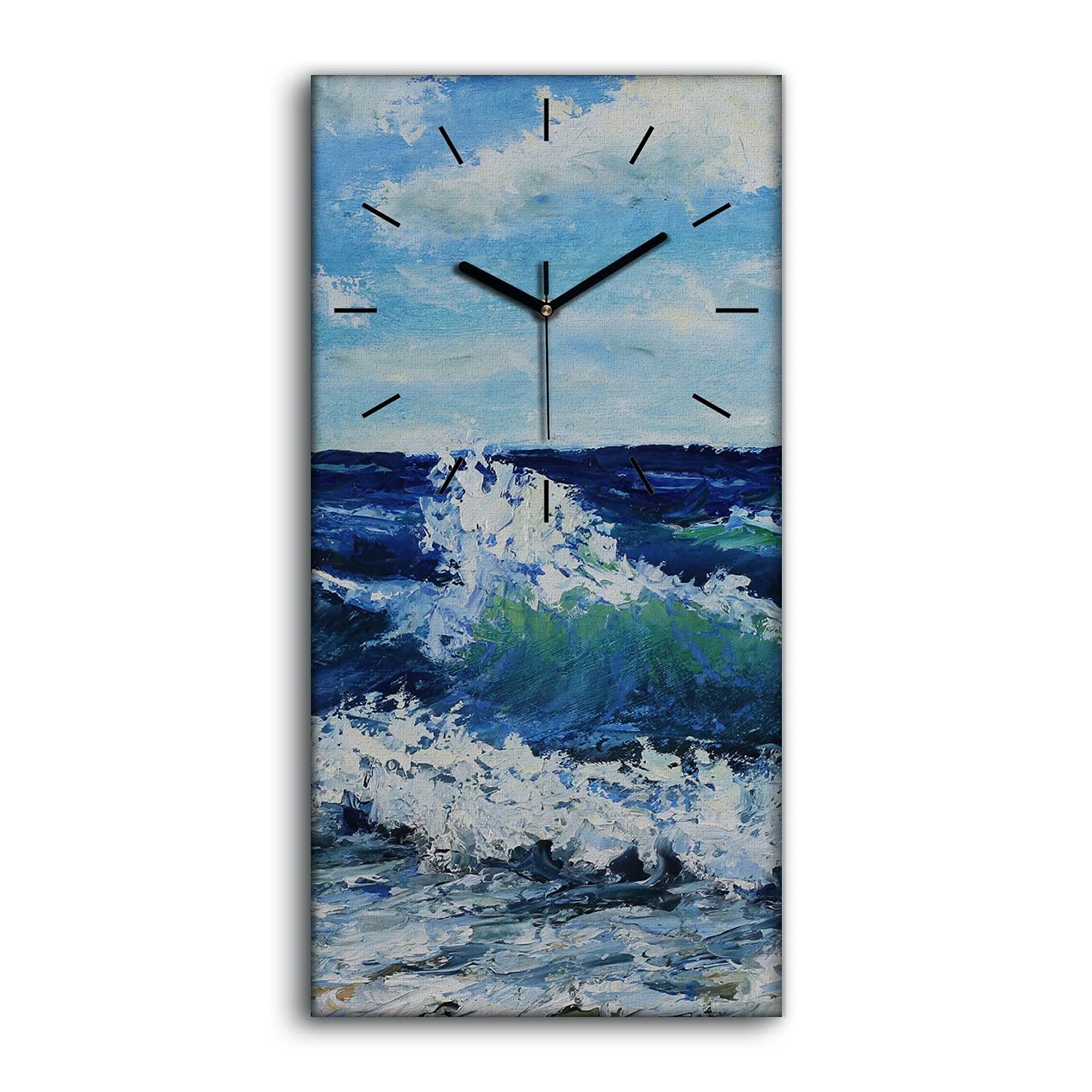 Horloge sur Toile Vagues de mer Paysagiste 30x60cm sans Tic-Tac