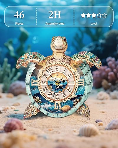 Miniatura 6 de Rompecabezas 3D para adultos, rompecabezas 3D de tortuga marina (con péndulo), rompecabezas de madera para adultos, decoración de pared para el