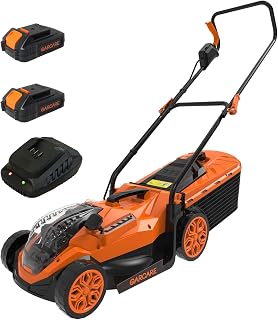 GARCARE 40V Cordless Lawn Mower - 14" Cutting Width, 5-Level Height Adjustment, 2x20V 2.0Ah Battery & Fast Charger, Lightweight Push Mower