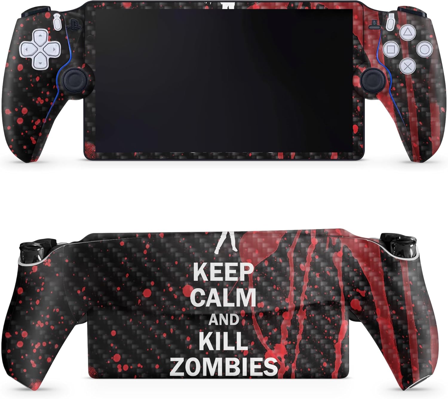 Carbon Fiber Gaming Skin Compatible with PS5 Portal Remote Player - Kill Zombies - Premium 3M Vinyl Protective Wrap Decal Cover - Easy to Apply | Crafted in The USA by MightySkins