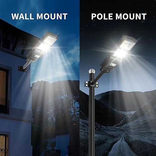 Miniatura 6 de TERSOPA Paquete de 2 luces solares para exteriores  Luz de estacionamiento de 1200 W, luz solar LED de grado comercial de 6500 K con sensor de