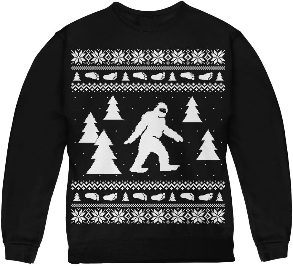 Old Glory Sasquatch Ugly Christmas Sweater Youth Sweatshirt Black YSM