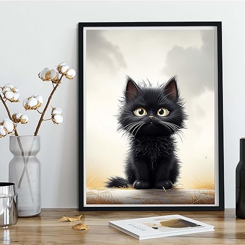 Miniatura 3 de Kaliosy Kits de pintura de diamantes 5D para gatos negros adultos por números, pintura con diamantes, arte de animales, taladro completo, decoración