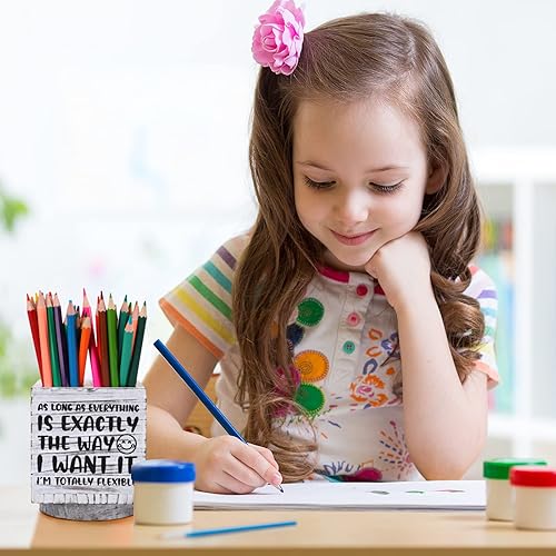 Miniatura 4 de Soporte giratorio de madera para bolígrafo para escritorio, con texto en inglés "I'll Remember It Later", lindo organizador divertido para