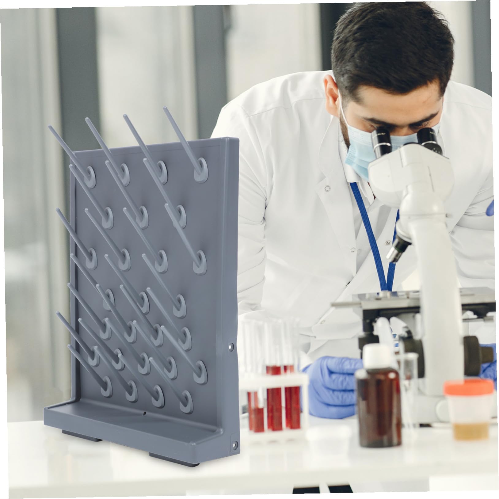 TOPBATHY 2 Stück Pp Reagenzglas Abtropfständer aus Kunststoff Labor Trockengestell für 27 Reagenzgläser Schwarz Langlebig und Stabil Abflussgestell für Laborequipment