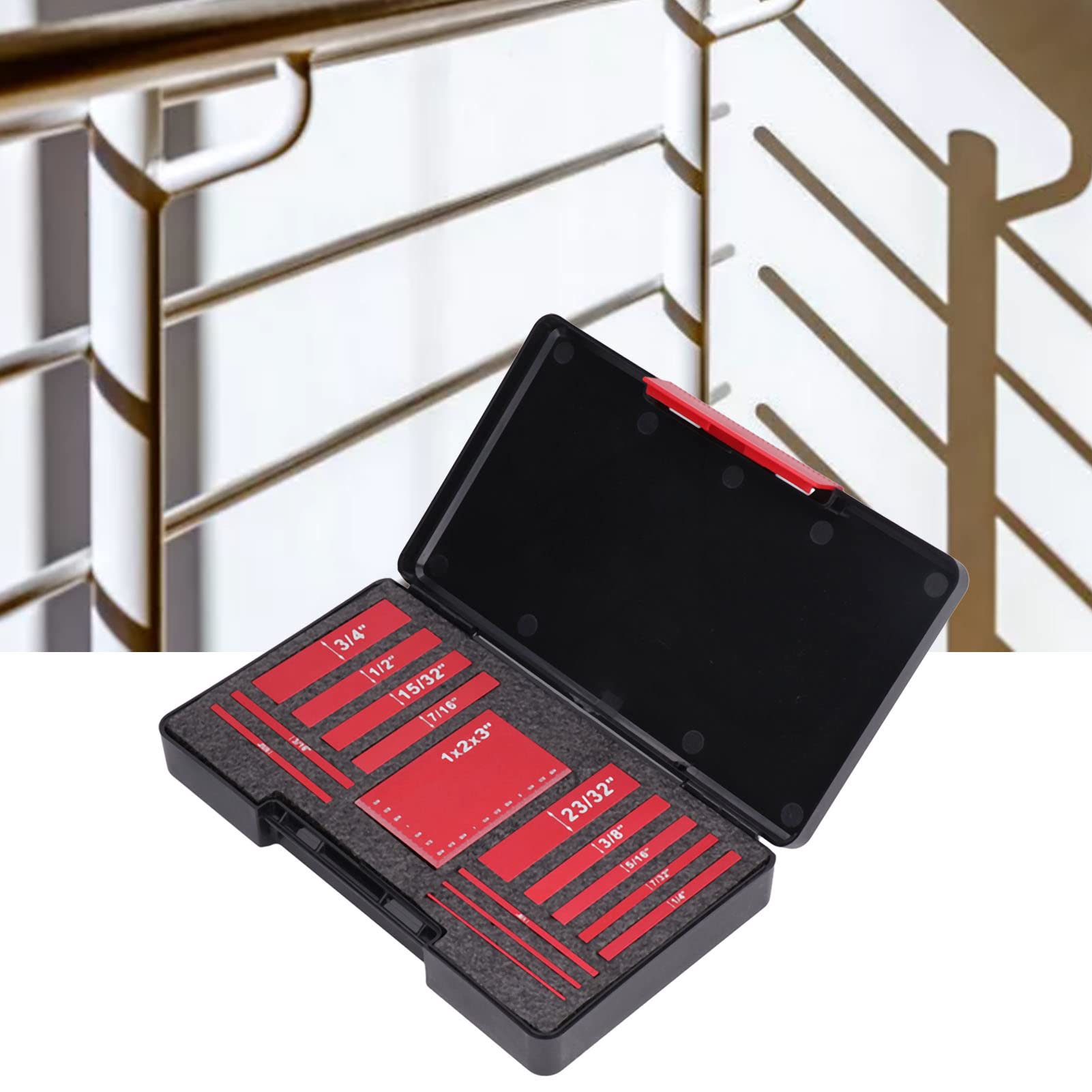 Juego De Reglas Métricas De Altura De 15 Piezas, Bloques De Medida Claramente Grabados, Juego De Reglas De Altura De Aluminio Para Carpinteros (Rosso)