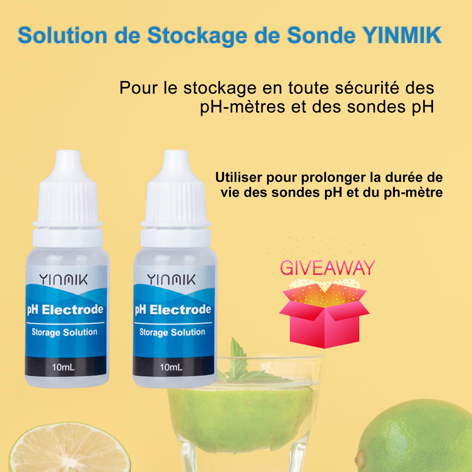 YINMIK PH-Kalibrierset – 3x50 Ml Pufferlösungen (4,00, 7,00, 10,01) + 2x10 Ml KCL-Aufbewahrungslösung, Für PH-Messgeräte