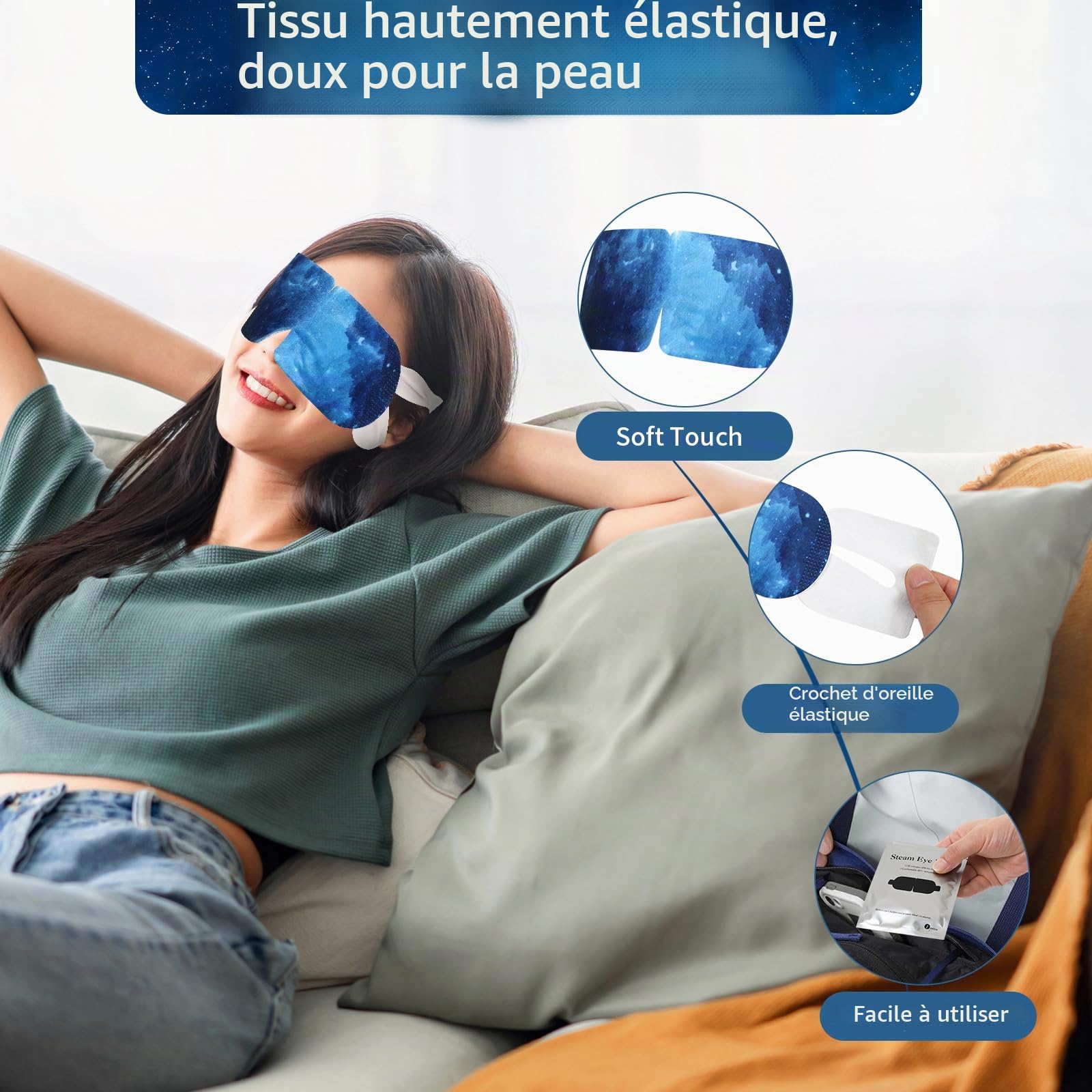 SDSM 20pcs Masque Chauffant Yeux, Masques Yeux Chauffants Jetable Auto-Chauffant à La Vapeur Douce pour Soulager Yeux Secs, La Fatigue Oculaire, Cernes et poches, Détendre Yeux (Sans Parfum)